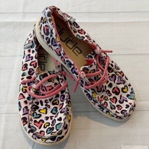 Hey Dude Kids Heart-Print Canvas Sneakers in Pink Multi